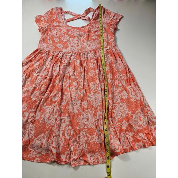 Torrid size 00 babydoll criss cross back floral peach color tunic (M /L) casual - Picture 7 of 7